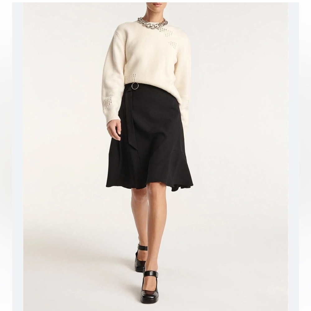 The Kooples Flared long black skirt in wool Elegant Black Women's Skirt